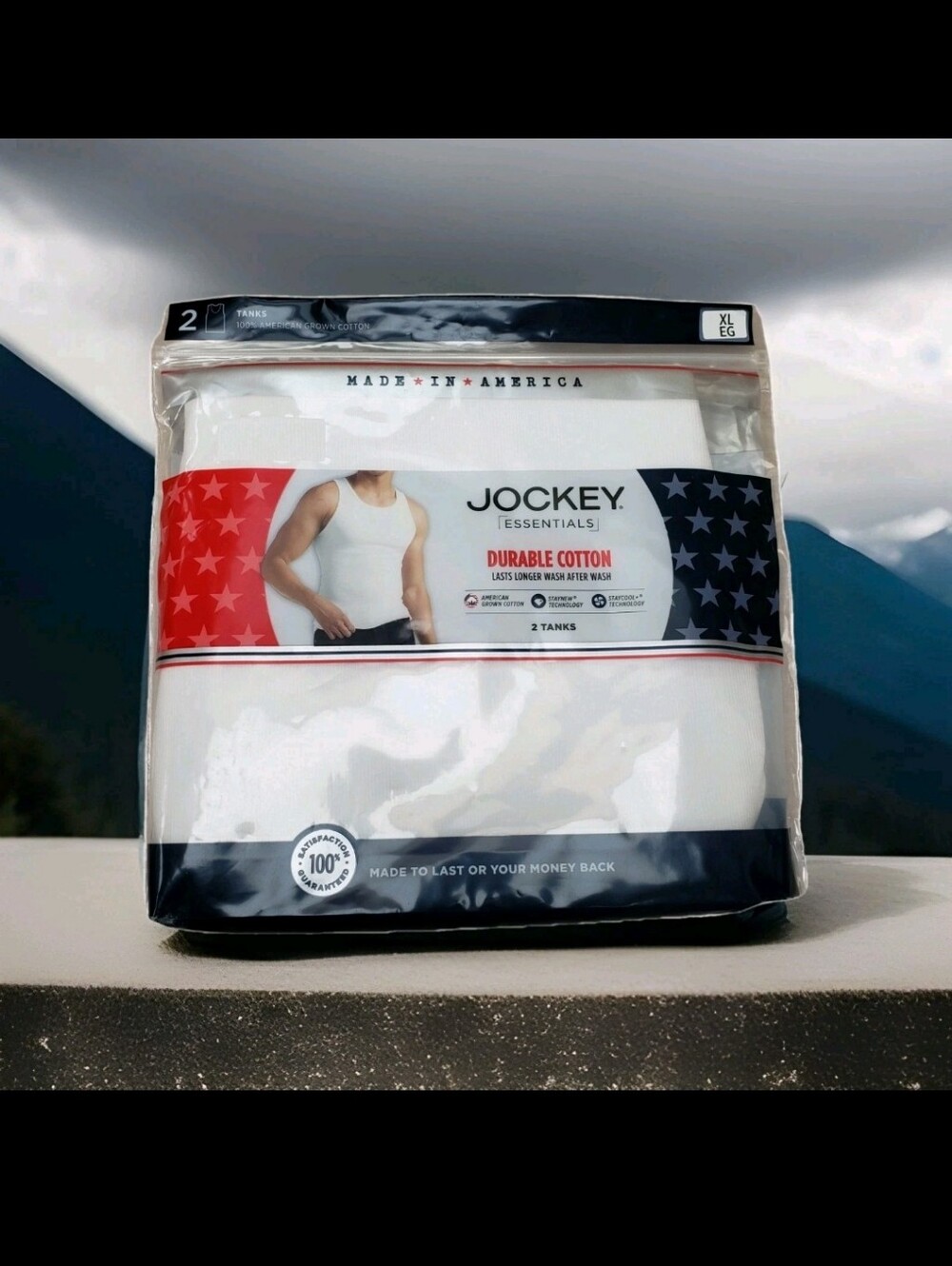 JOCKEY ESSENTIALS®: MEN'S MADE IN AMERICA®: 100% COTTON TANK TOP: 2 PK: SIZE: XL
